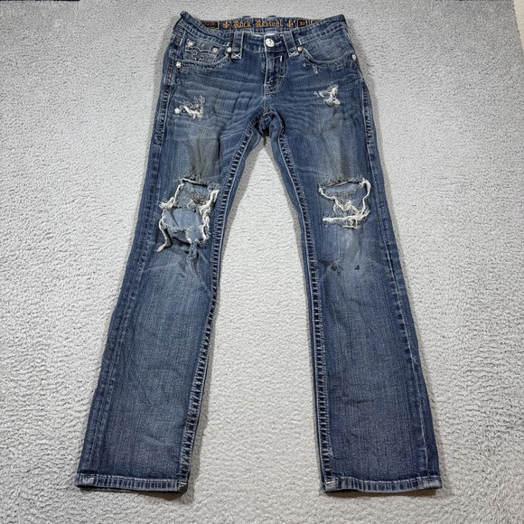 Rock Revival Jeans 30x31 Embellished Y2K Western Ryker Straight Distressed - Picture 1 of 11